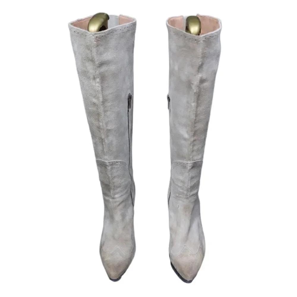 Jeffrey Campbell Torrent Gray Suede Knee Boots Sz 7